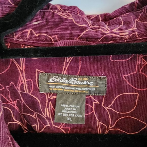 Eddie Bauer Maroon Corduroy Button Down Shirt Womens size XL - Picture 3 of 3